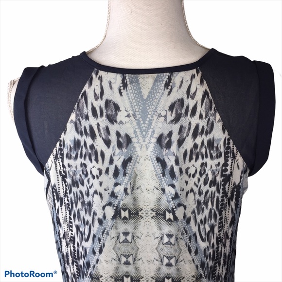 CAbi #253 Mixed Print Tunic Sleeveless Lined Sz XS Spring Summer Layering - Picture 5 of 11